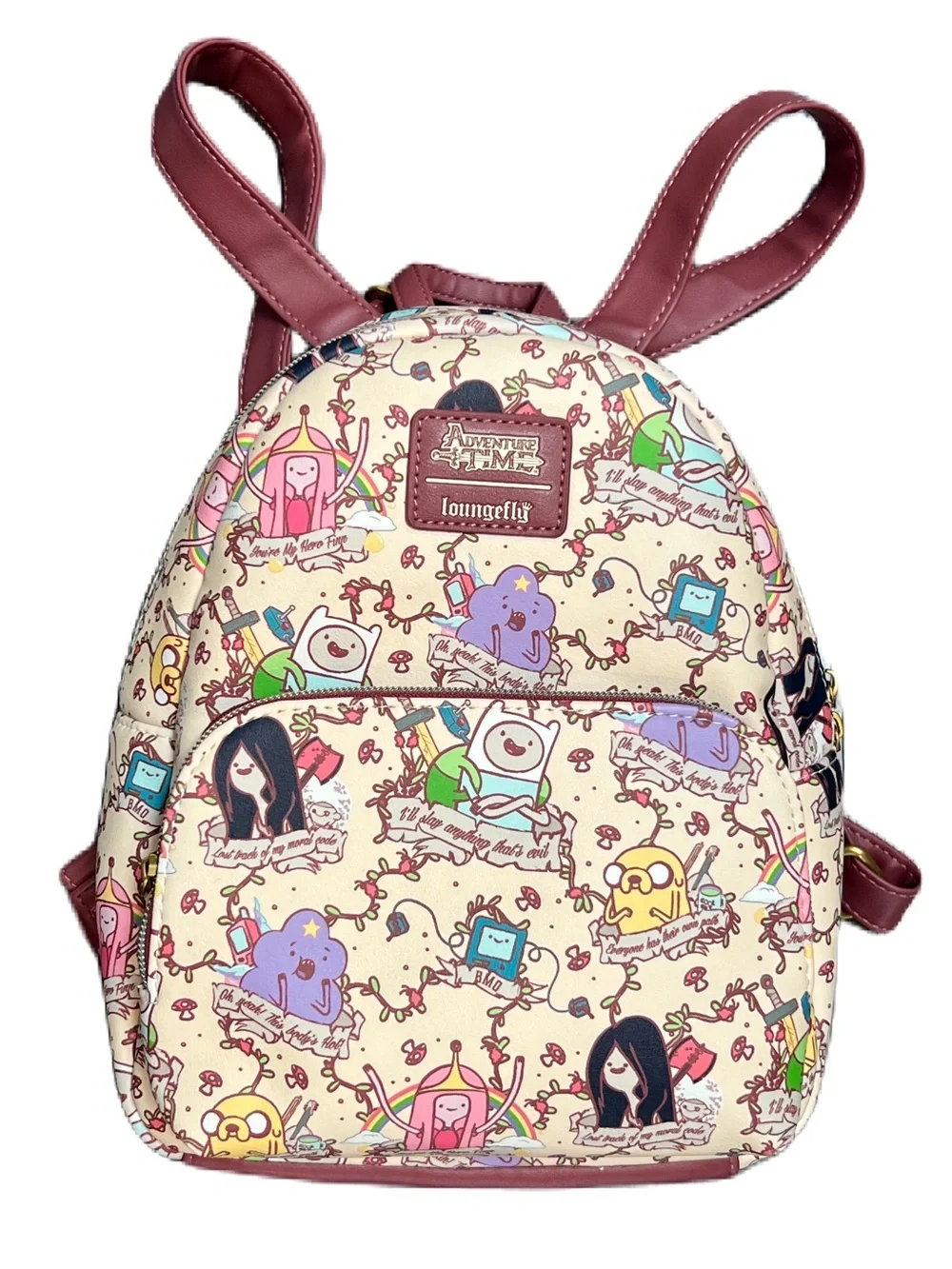 Loungefly Adventure Time Character Backpack Cream with Burgundy Trim